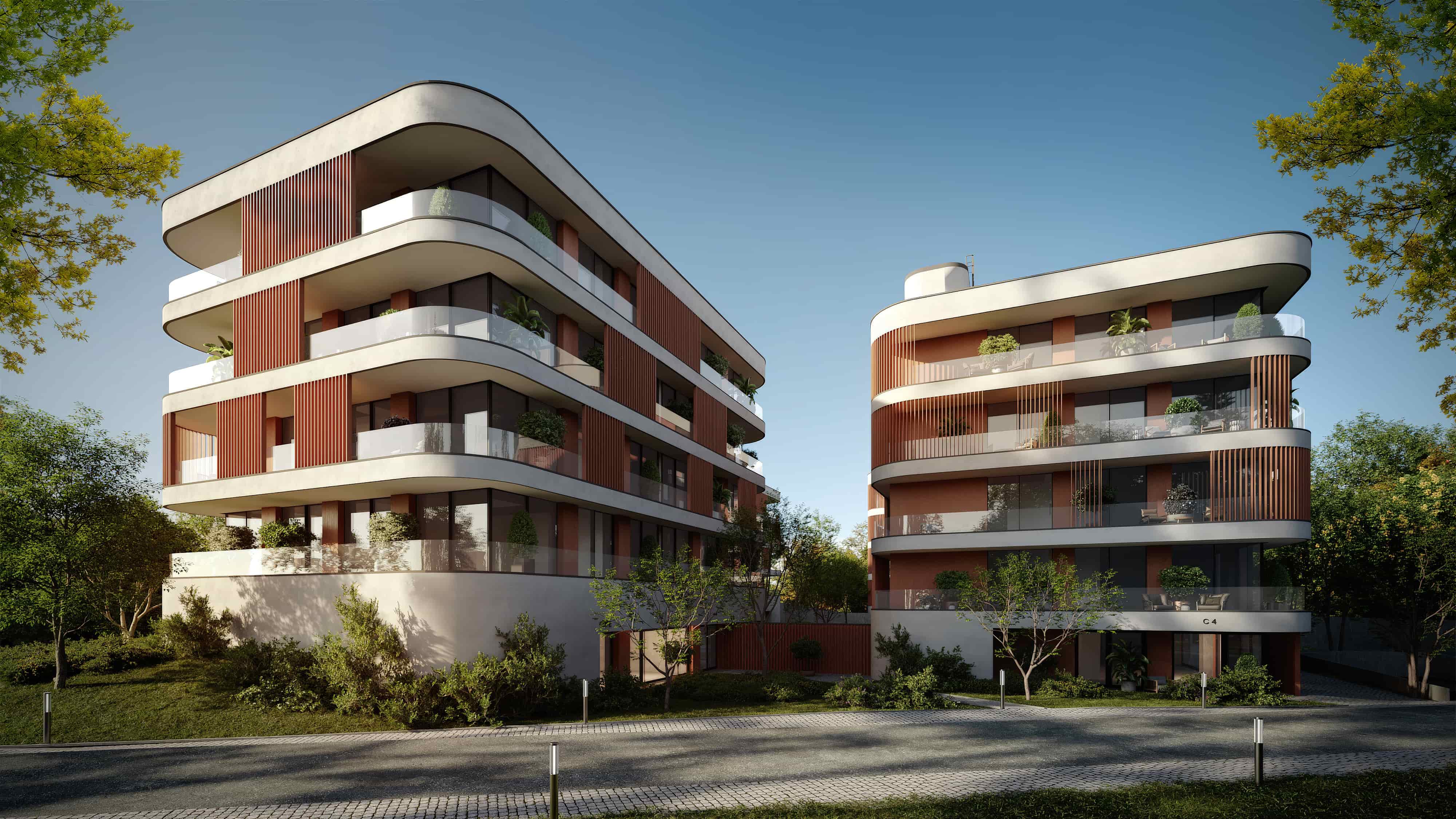 Liberty 1 luxury apartment buildings entrance near Cascade, Yerevan