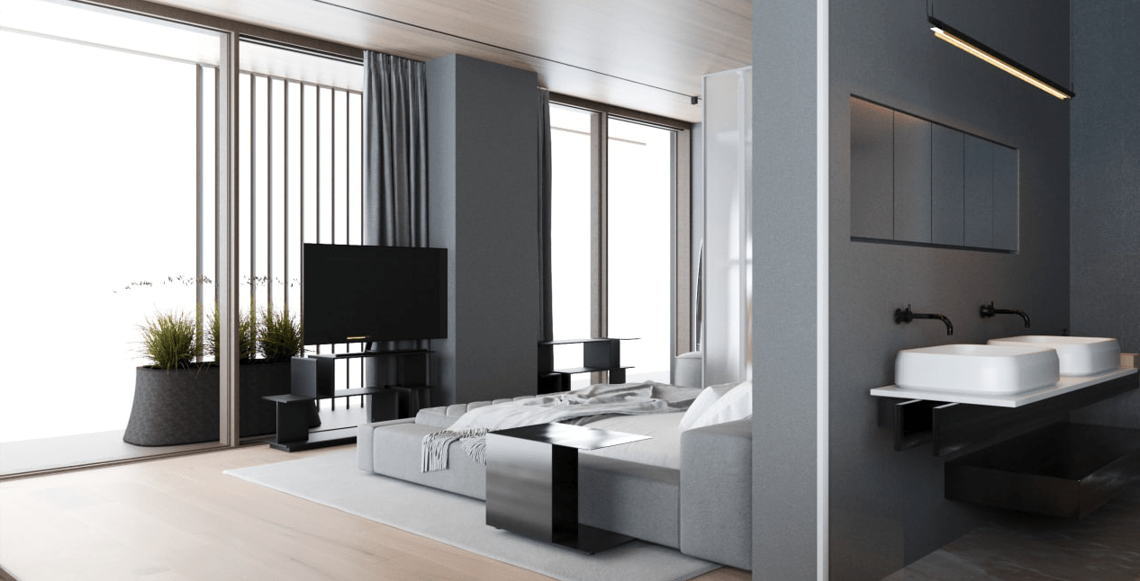 Premium bathroom with terrace access luxury apartment