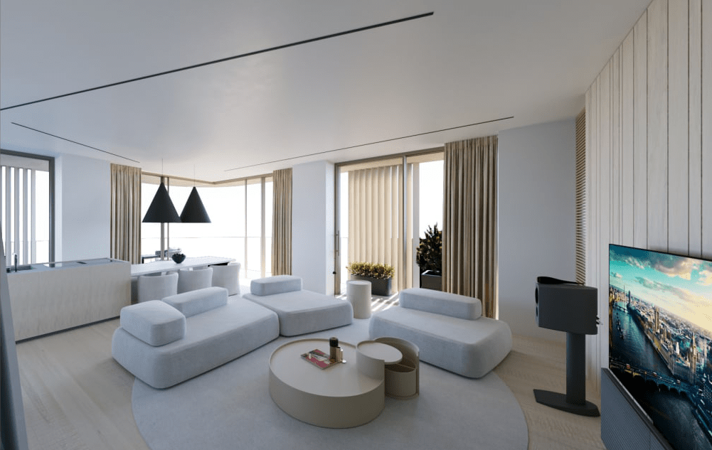 Spacious living room with balcony luxury apartment Yerevan