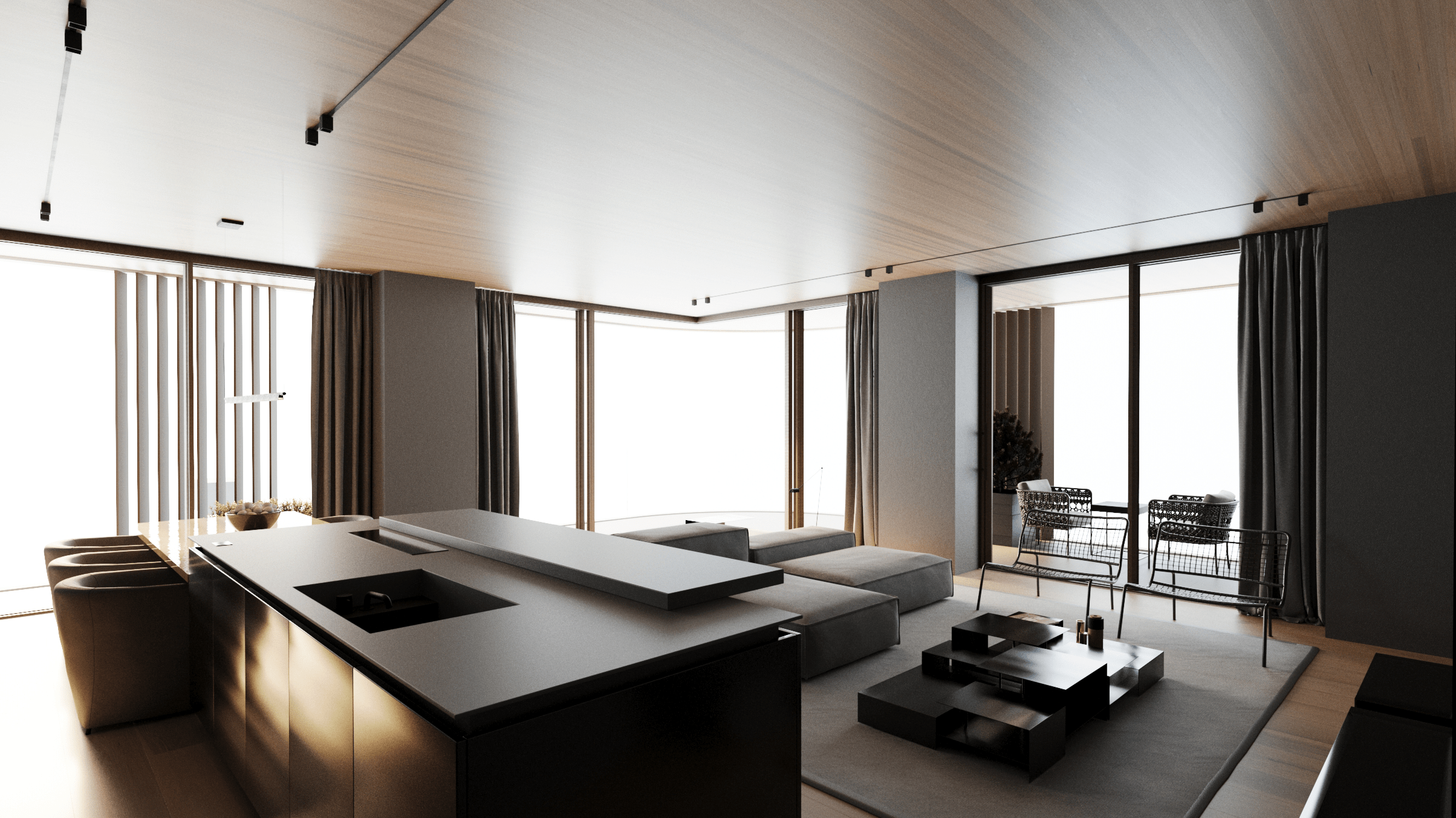 Kitchen with terrace access luxury apartment Yerevan