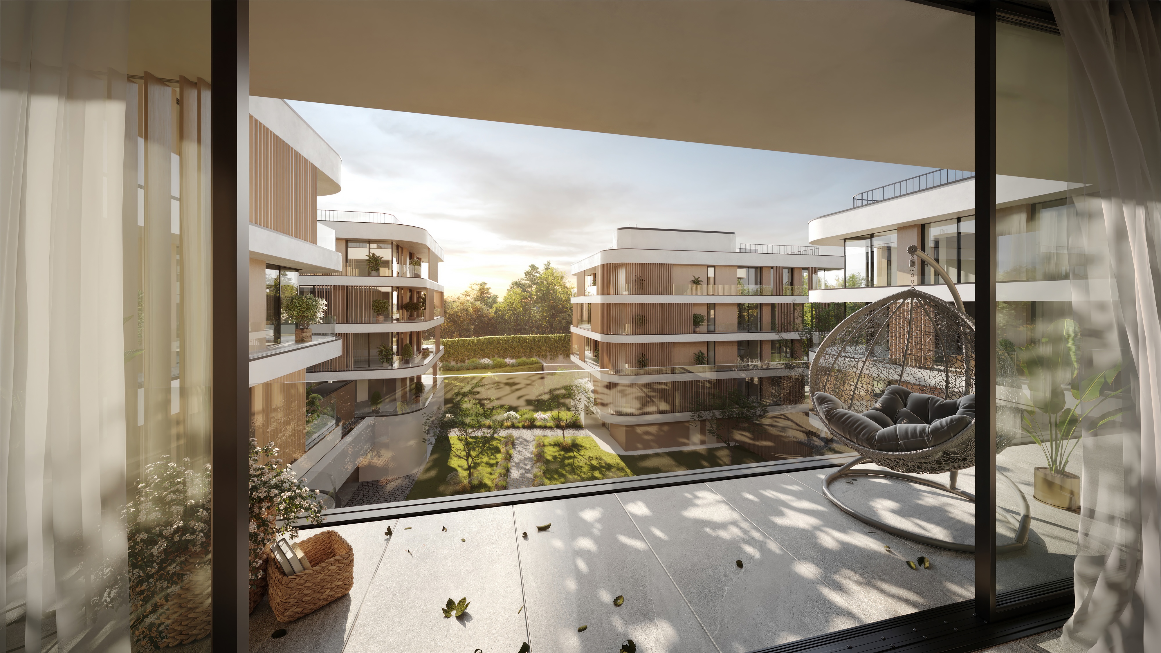 Terrace courtyard view luxury residential Nor Arabkir